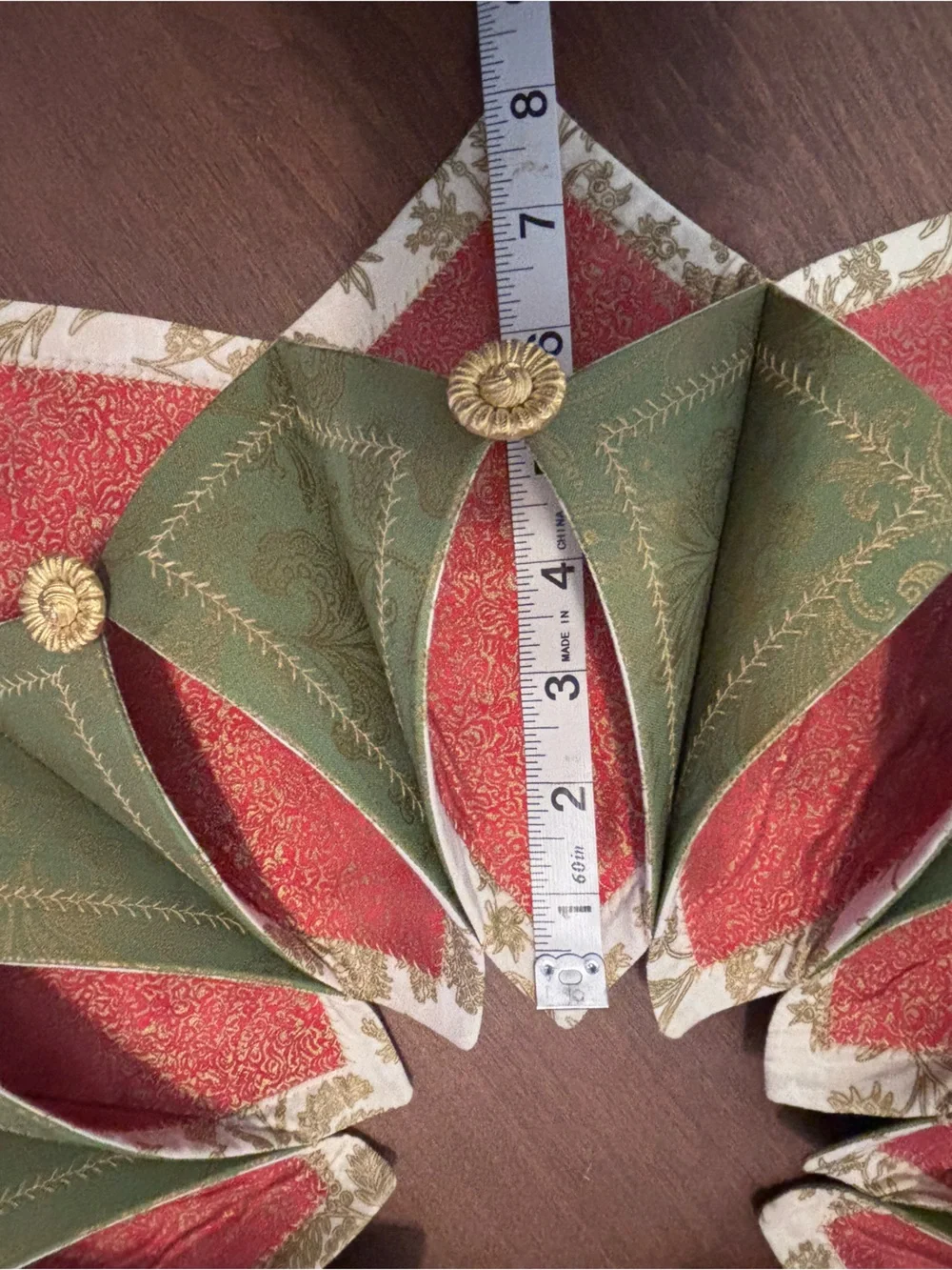 Hand Crafted Fold n’ Stitch Holiday Wreath/Table Centerpiece